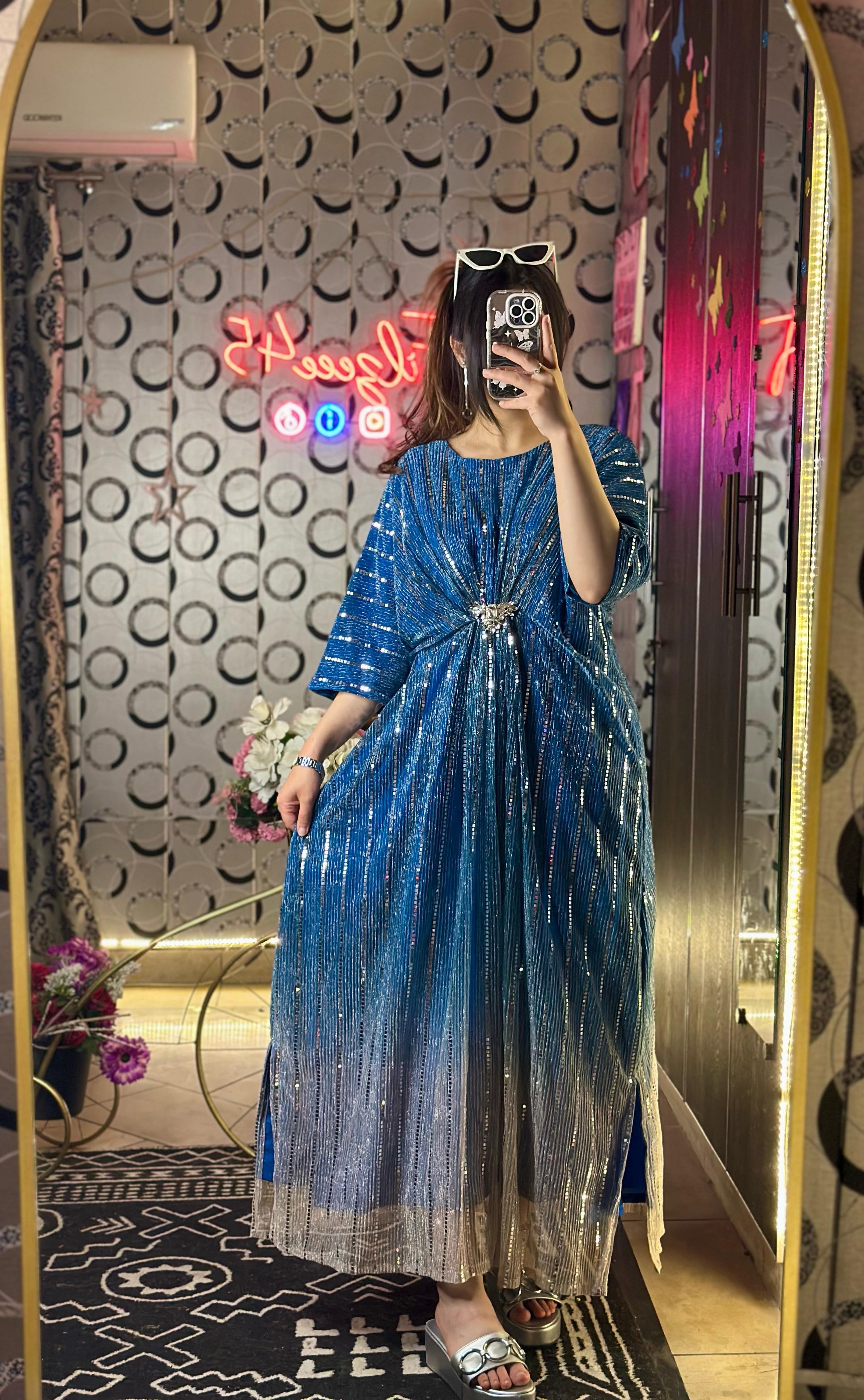 Blue Two-Tone Moonlight Kaftan