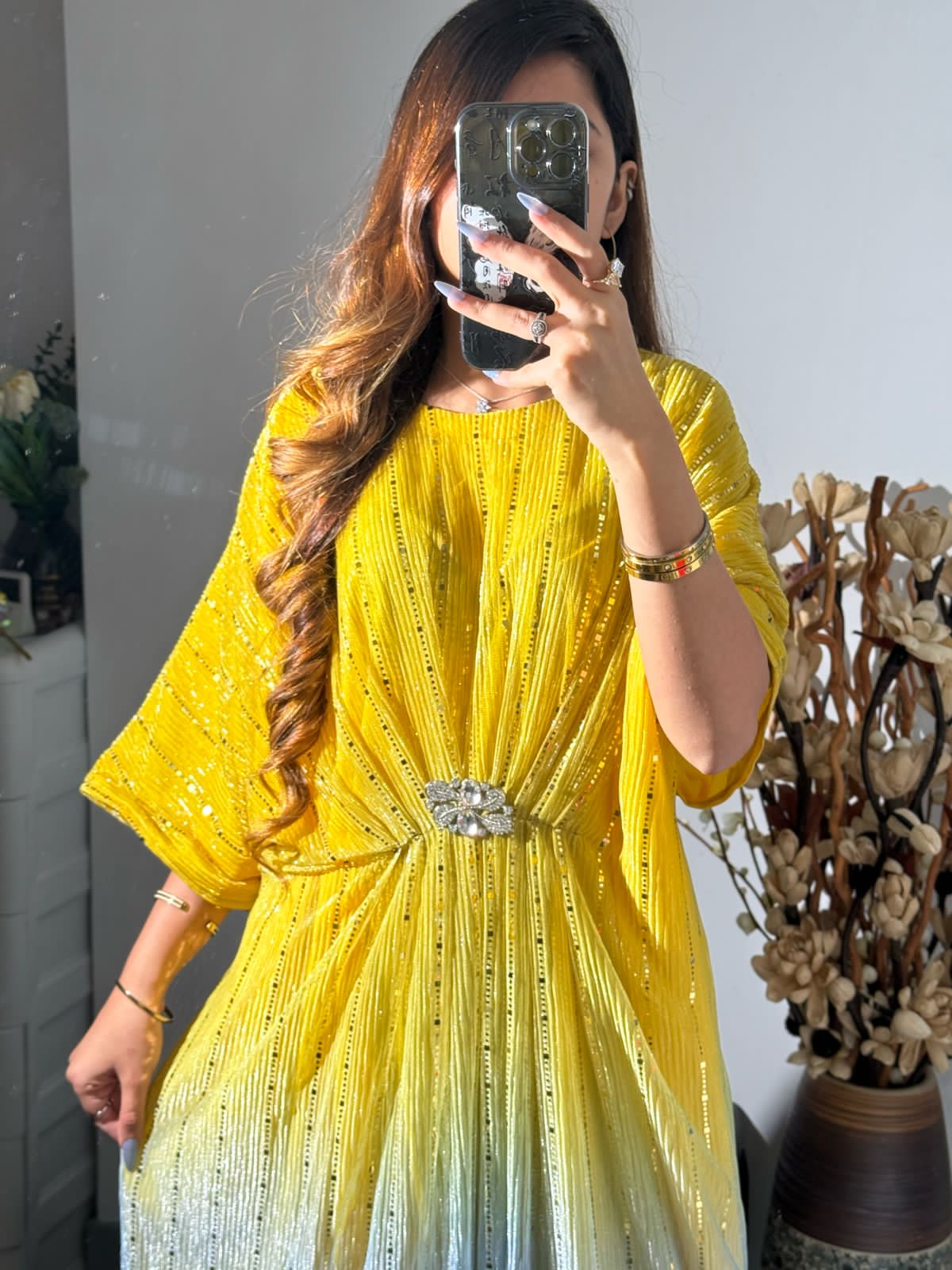 Yellow-Blue Moonlight Kaftan