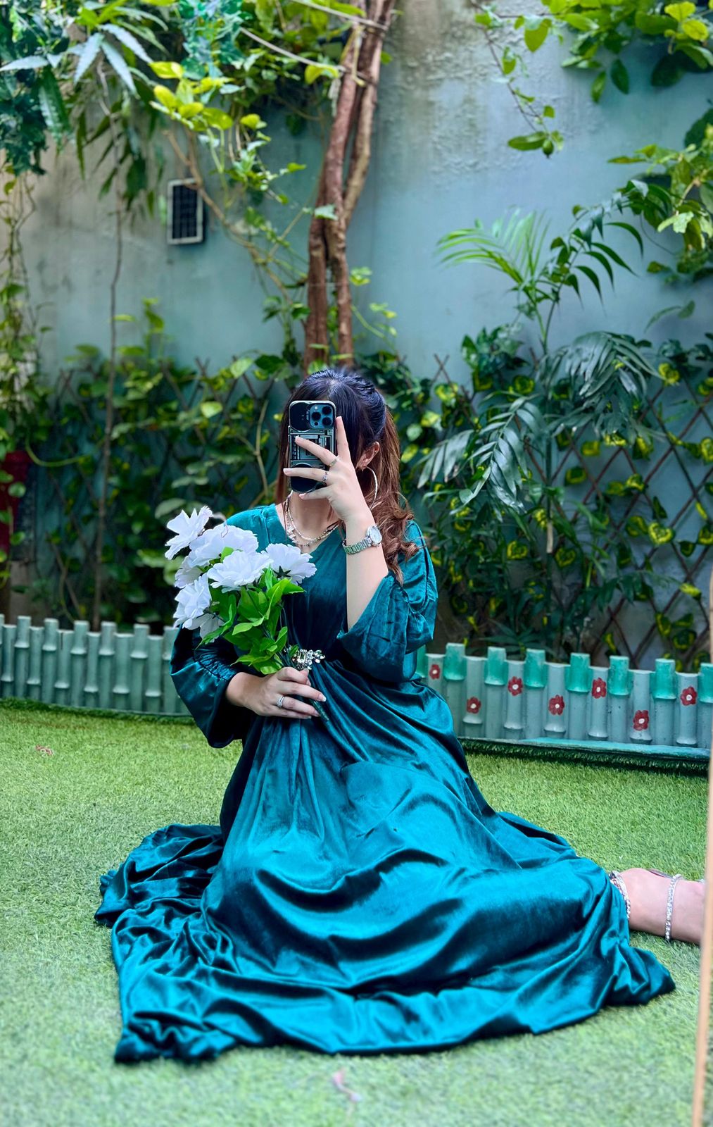 Green Velvet Kaftan
