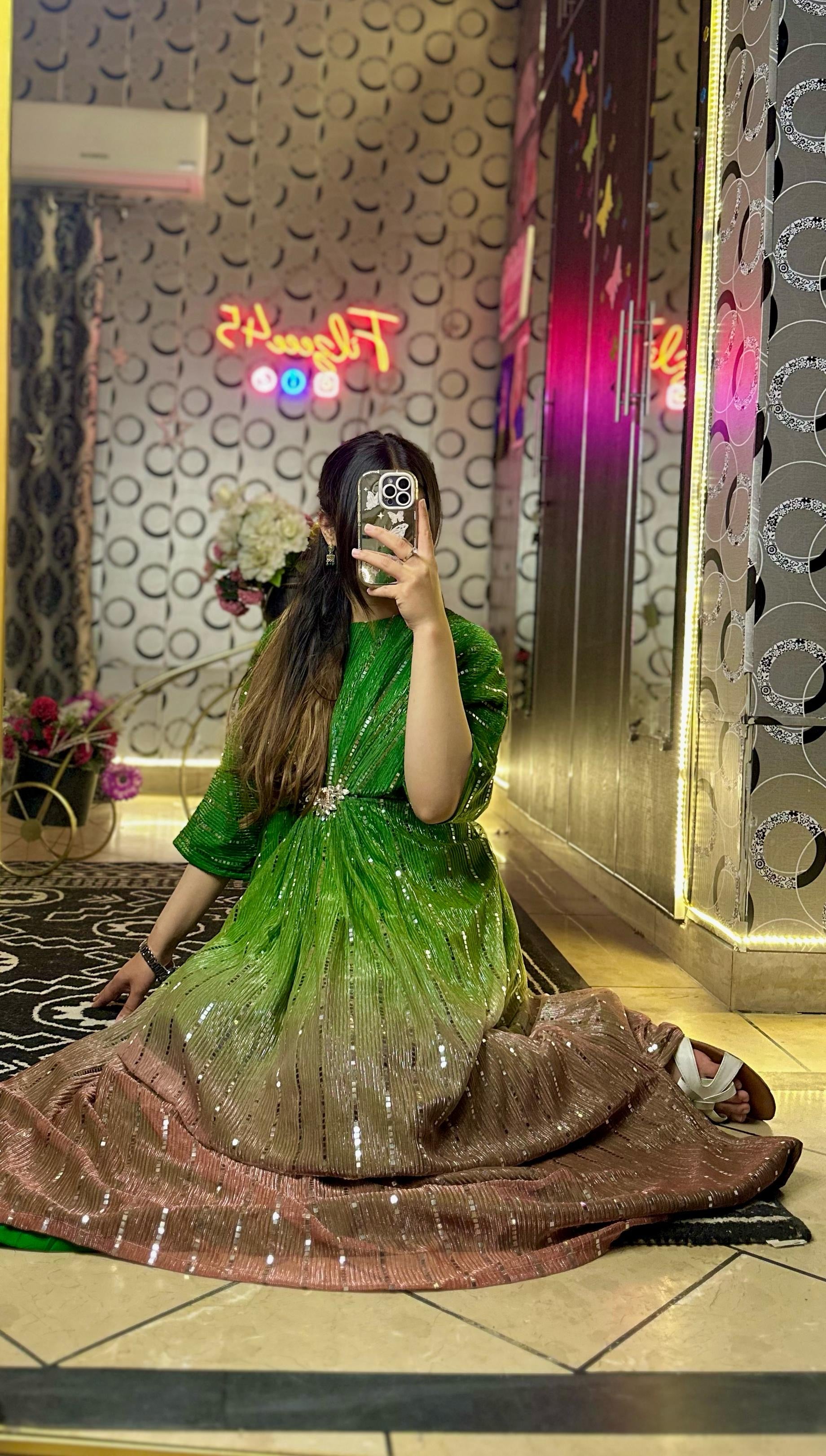 Green Two-Tone Moonlight  Kaftan