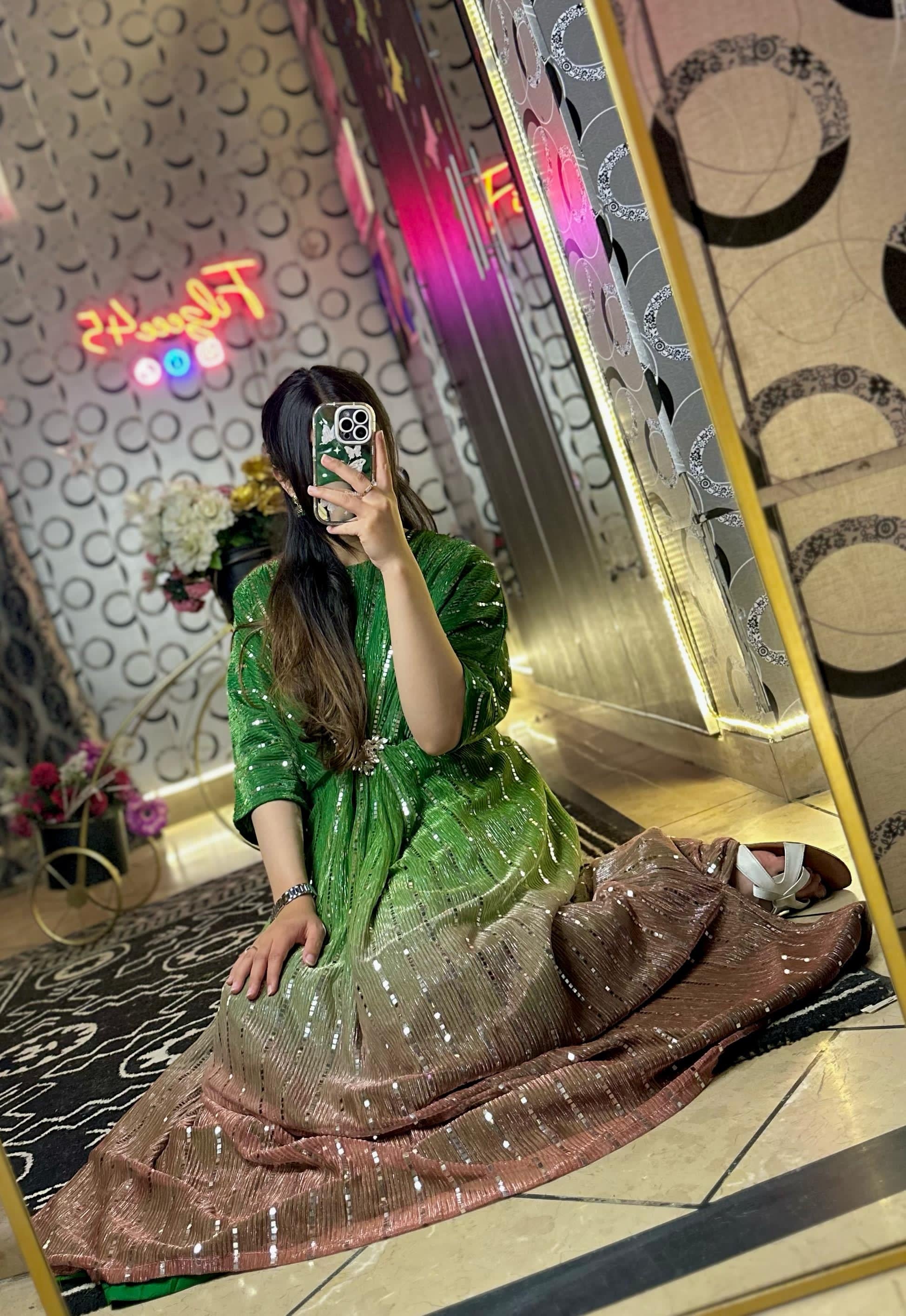 Green Two-Tone Moonlight  Kaftan