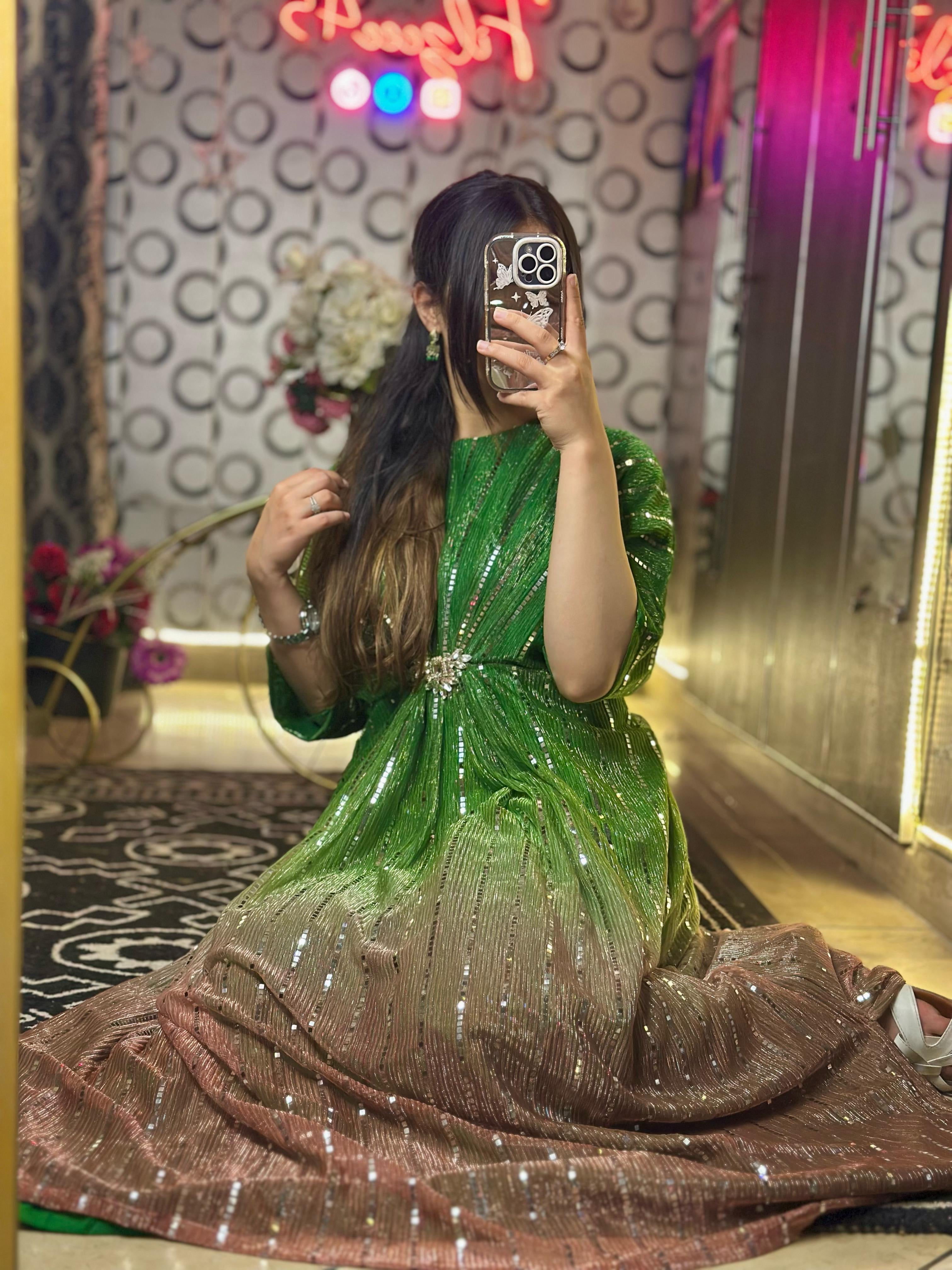 Green Two-Tone Moonlight  Kaftan