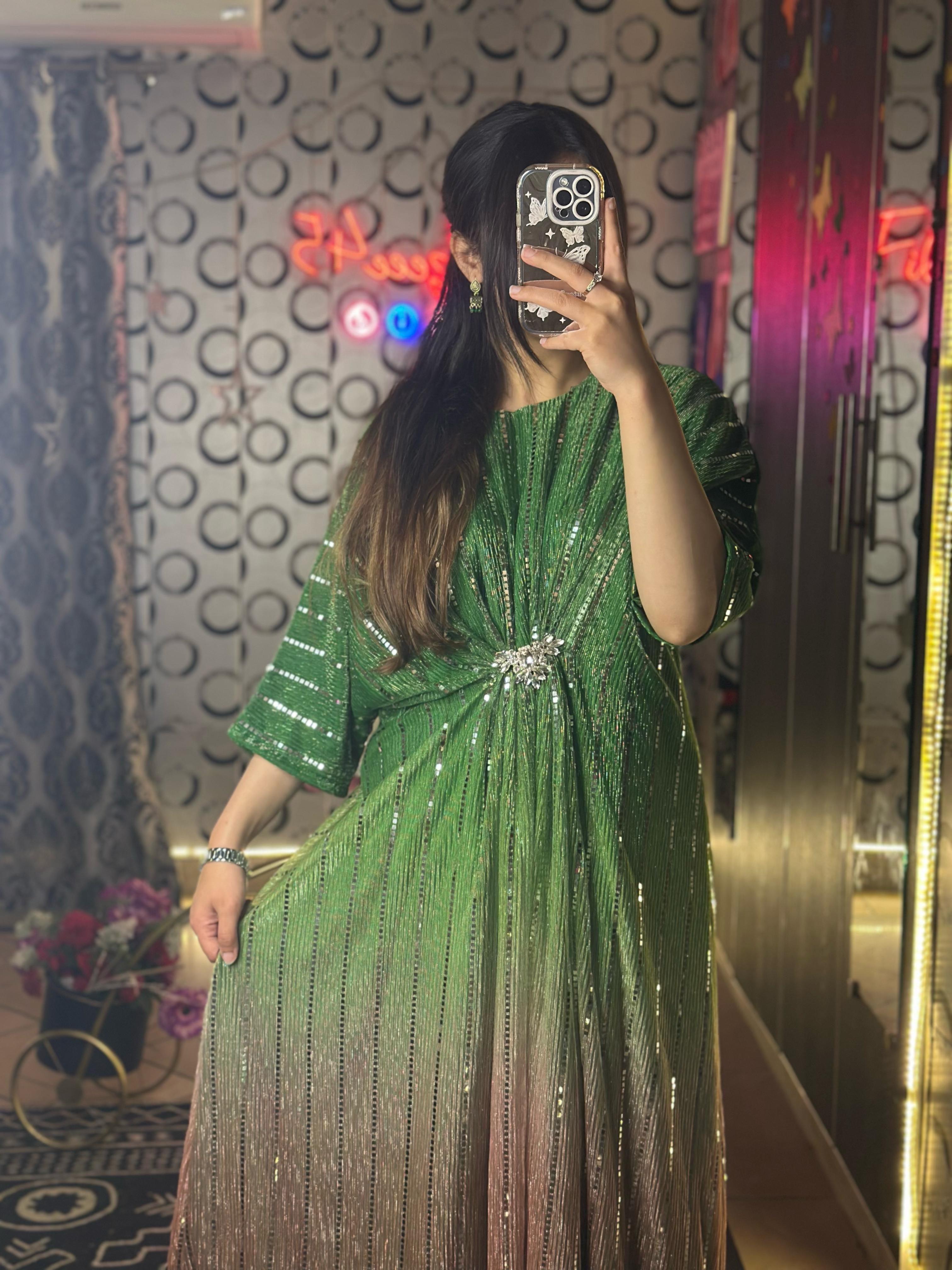 Green Two-Tone Moonlight  Kaftan