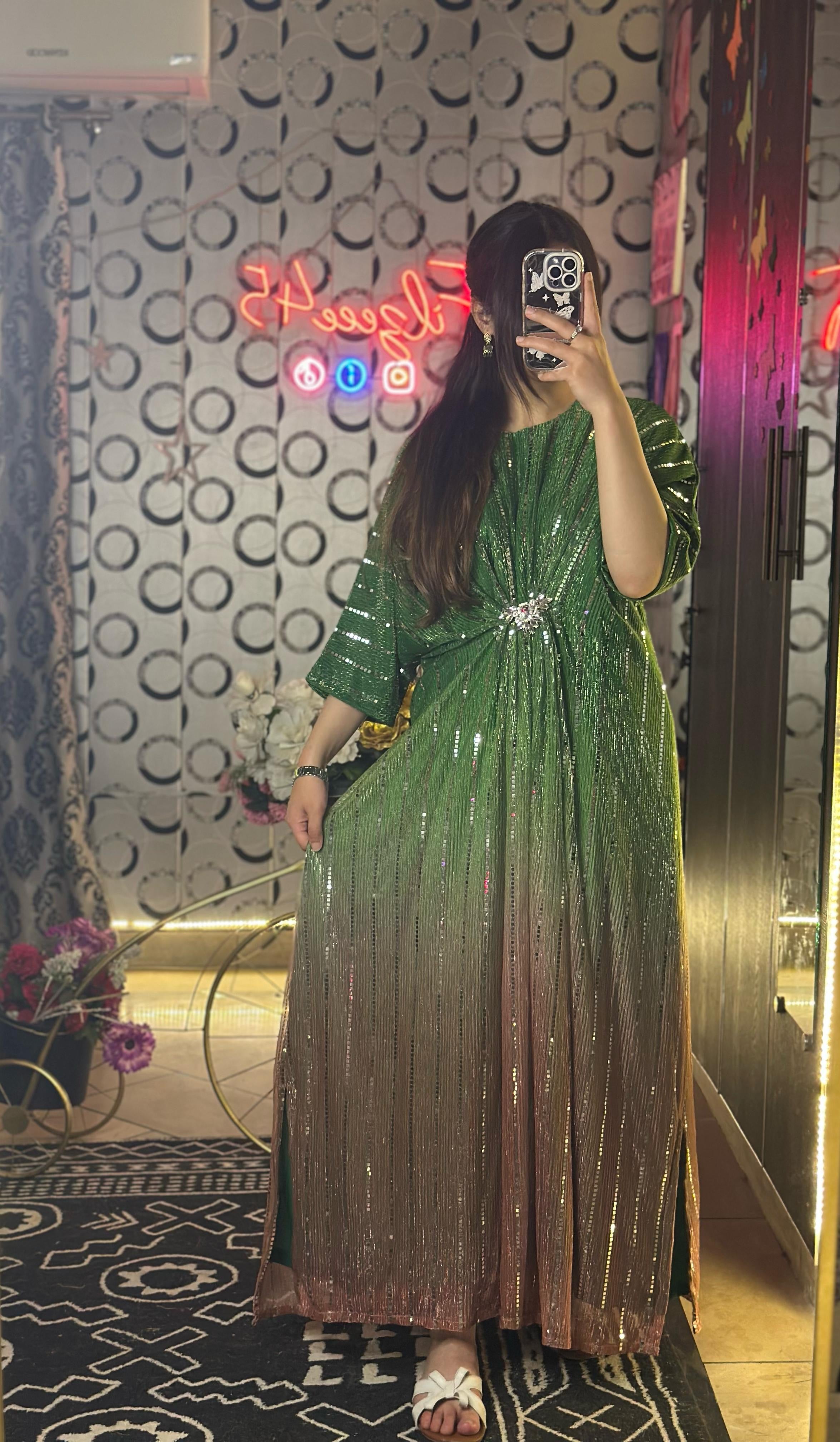 Green Two-Tone Moonlight  Kaftan